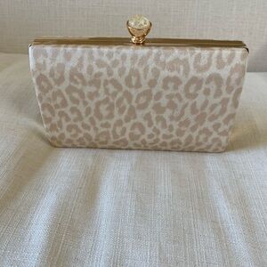 Elegant Cream Leopard Print Clutch